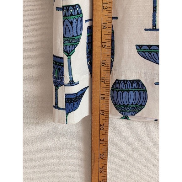 NWT Talbots Skirt A- Line Martini Wine Glass White Blue Women's Size 4 - Picture 9 of 9